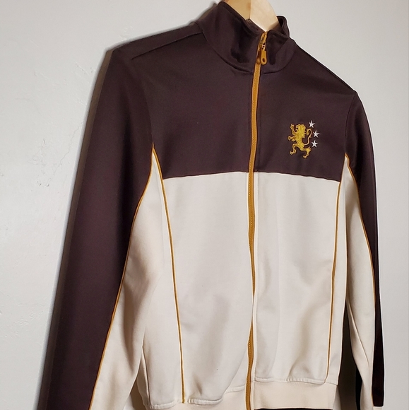 Brown and Bone Athletic Scene Zipped Light Sport Jacket with Ribbed Cuffs - Picture 4 of 11